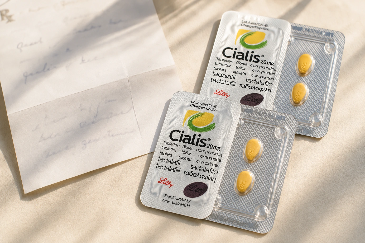 Cialis 20 mg blister packs on cream paper