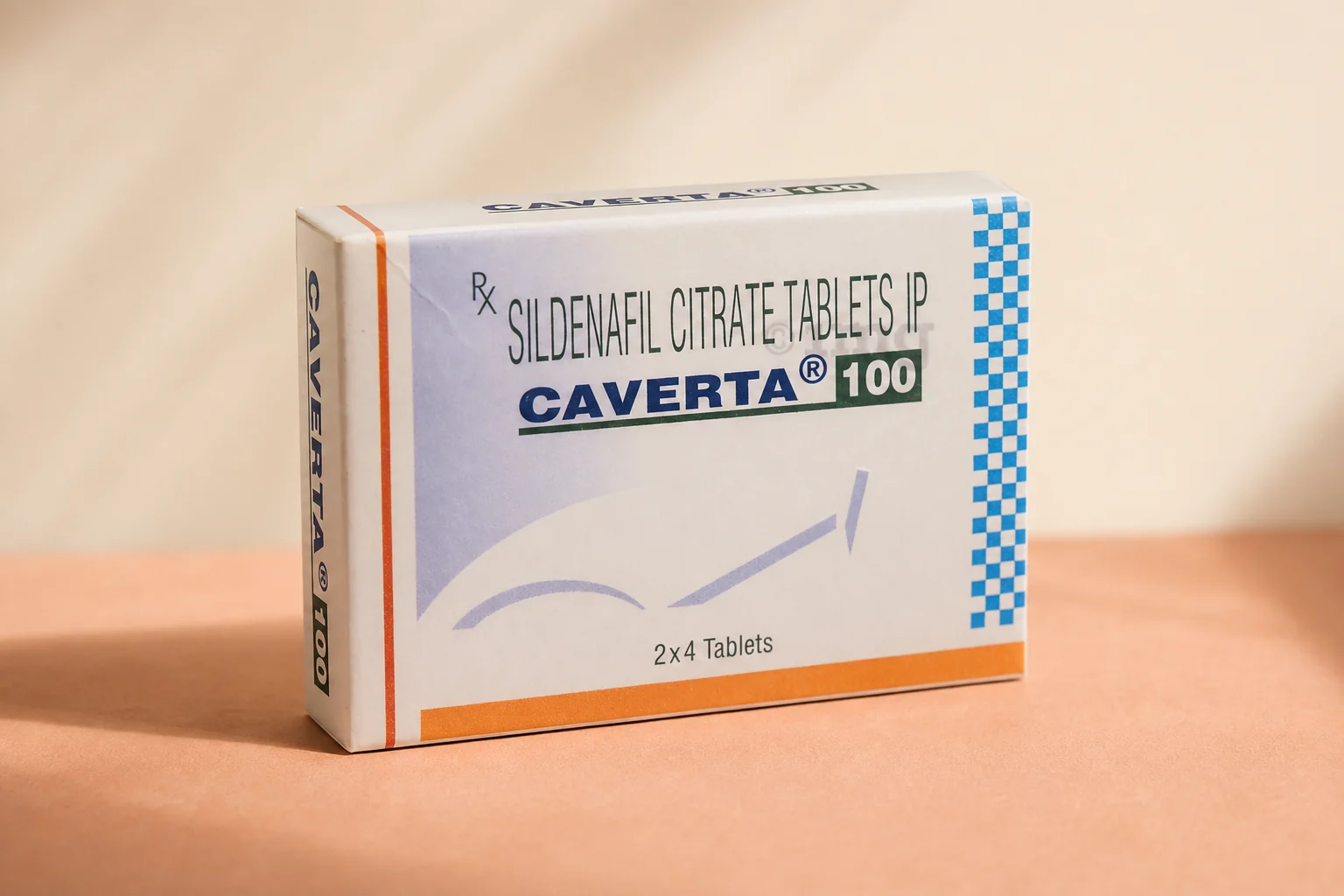 Caverta 100 carton with the sildenafil citrate ingredient line visible
