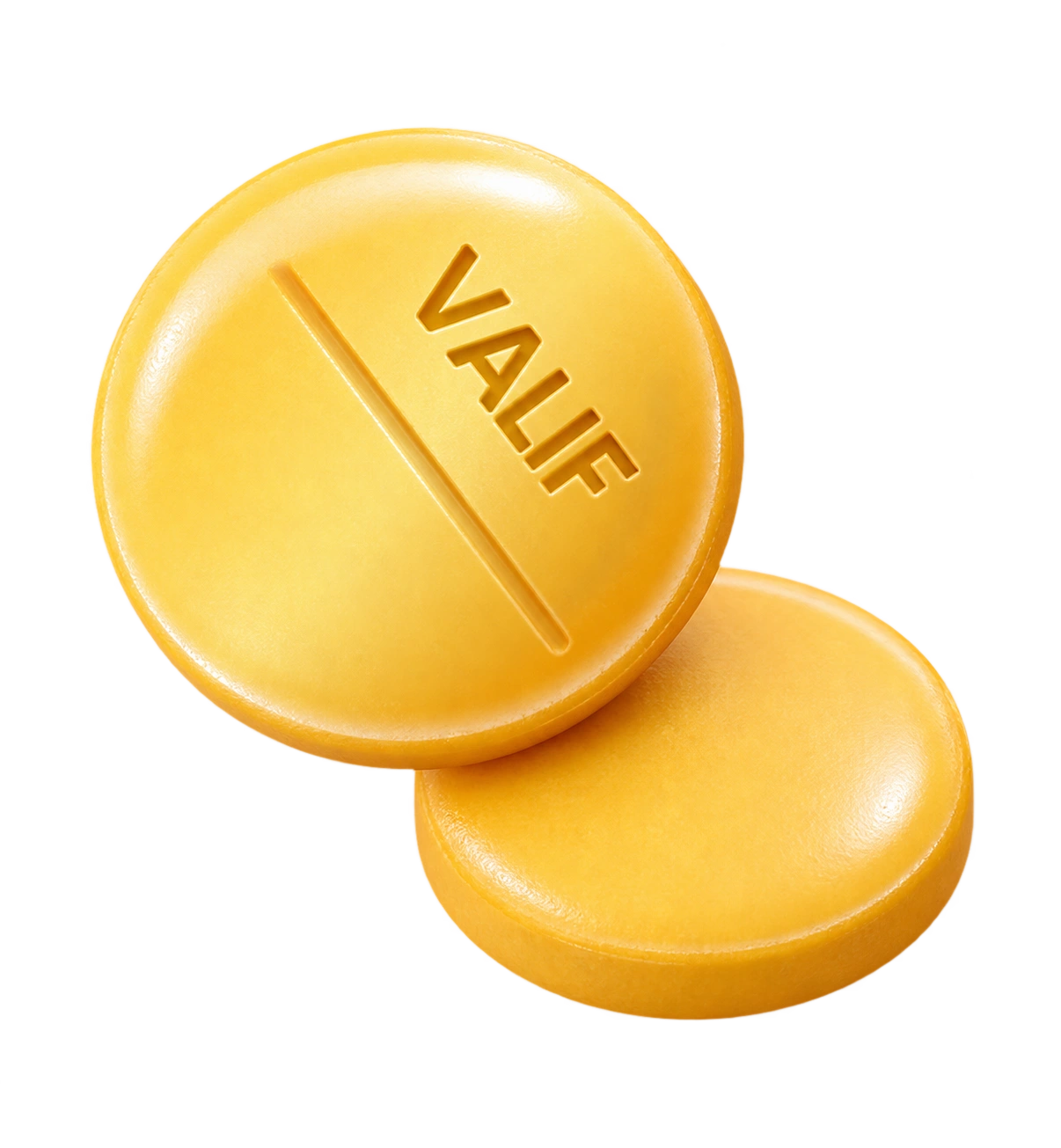 Yellow scored Valif tablets with VALIF marking