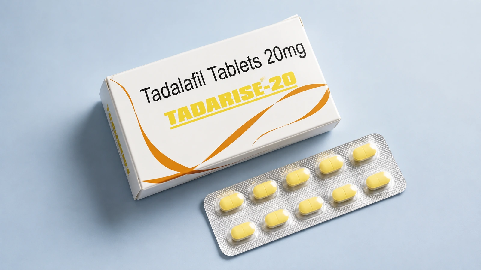 Tadarise 20 mg packaging illustration viewed from above