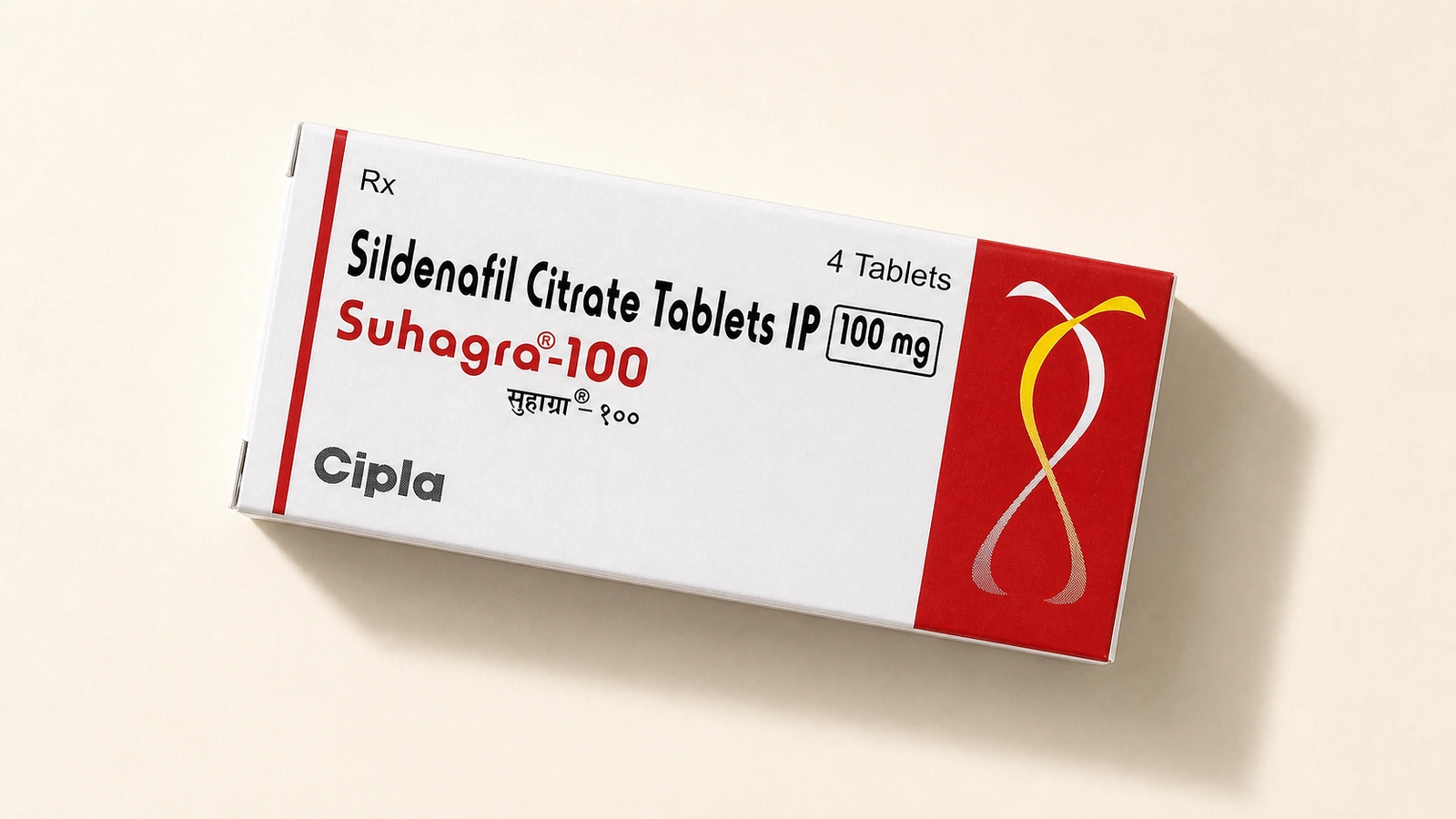 Suhagra 100 mg carton viewed from above