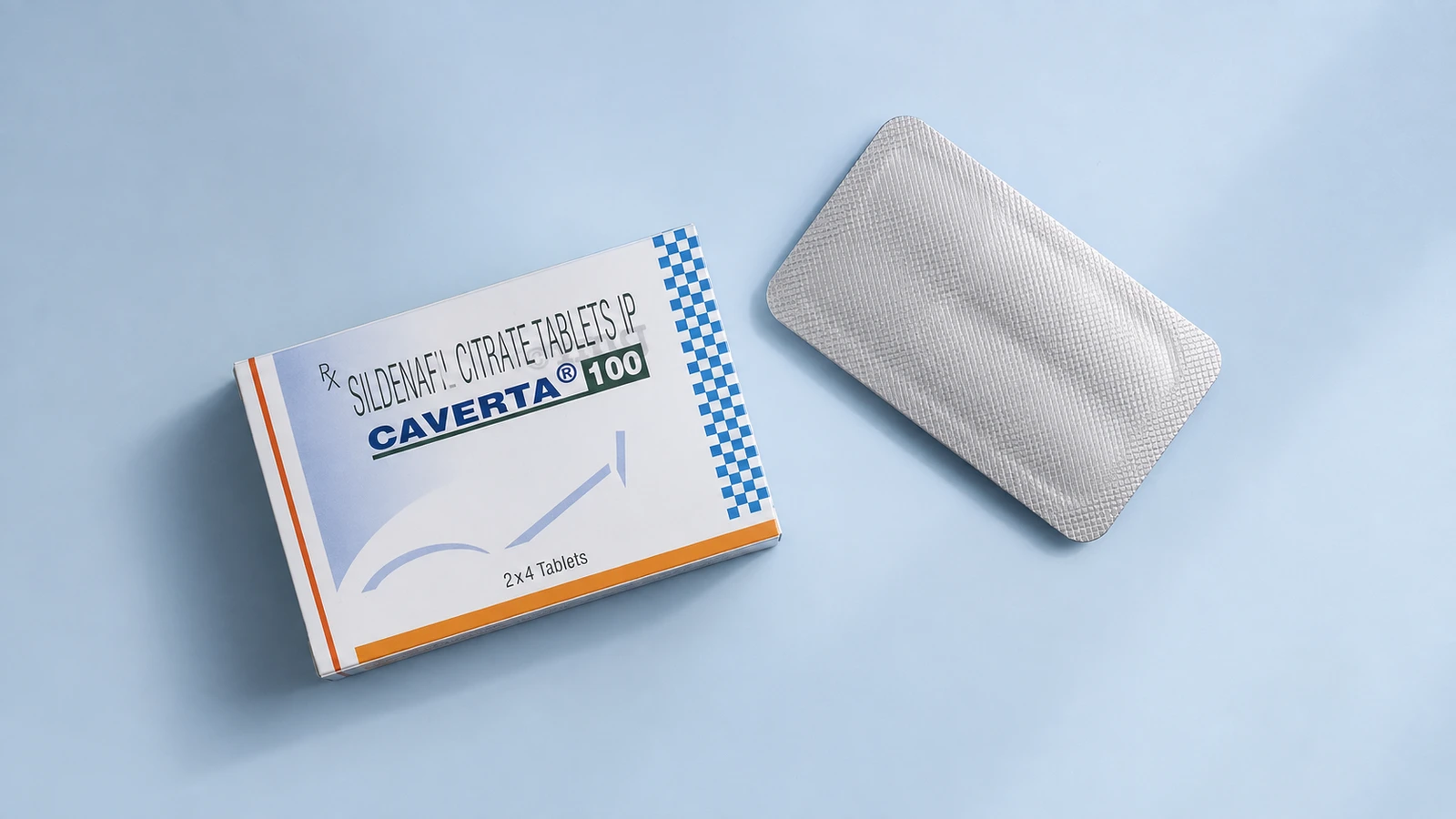 Caverta100 carton and foil illustration from above