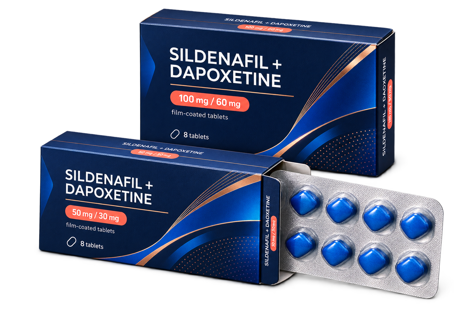 Buy Viagra with dapoxetine online in 50/30 mg and 100/60 mg strength options